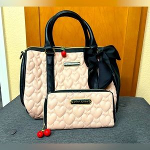 - Betsy Johnson 🍒 Cherry pink tote and wallet set this is a project set